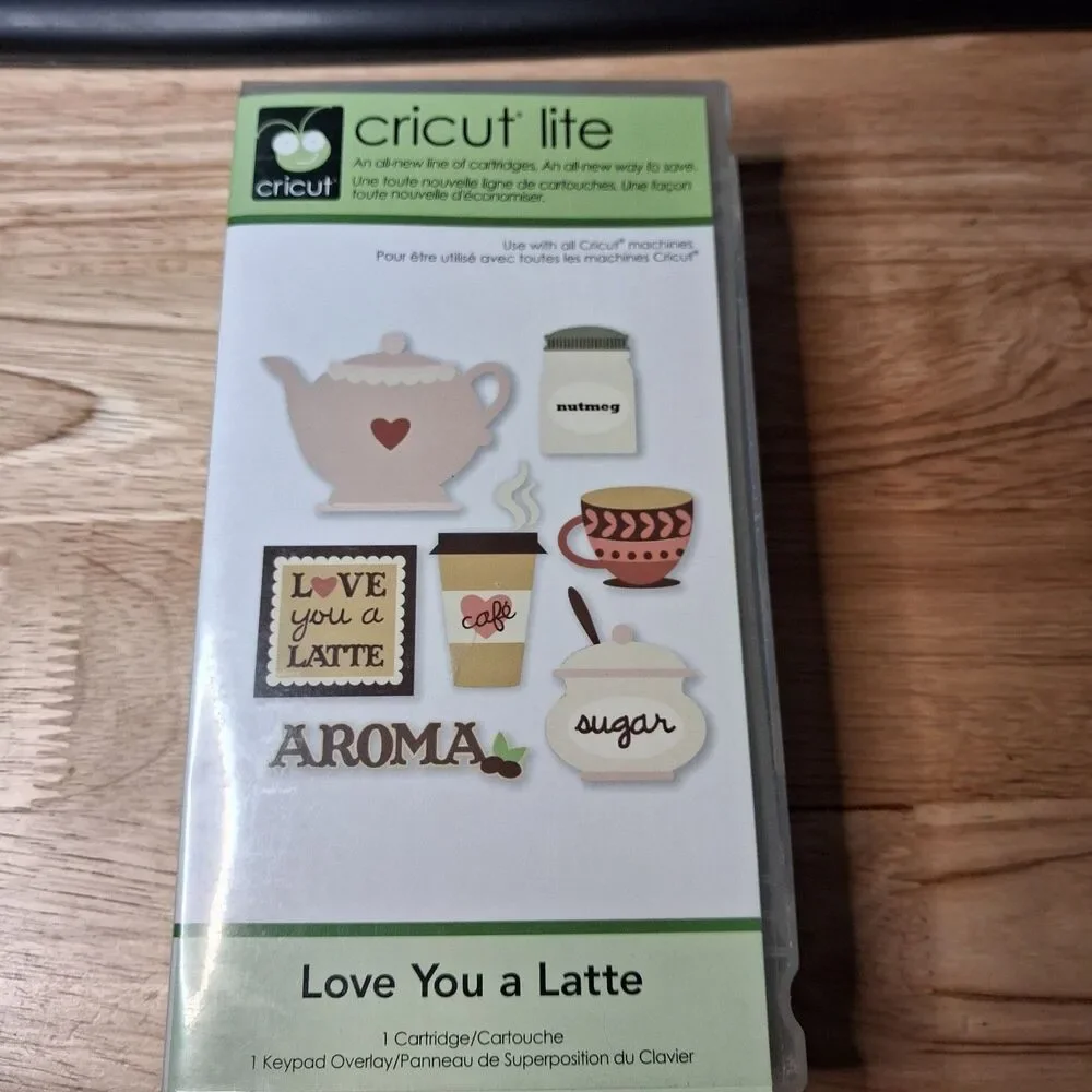 Cricut Lite Love You a Latte Cartridge Keyboard Overlay Handbook Coffee Tea